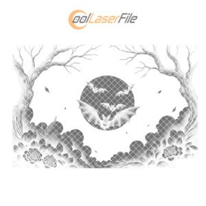 Halloween Laser Engraving File, Moonlit Bat Swarm Slate