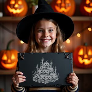 Halloween Laser Engraving File, Phantom Pumpkin Charcuterie Slate