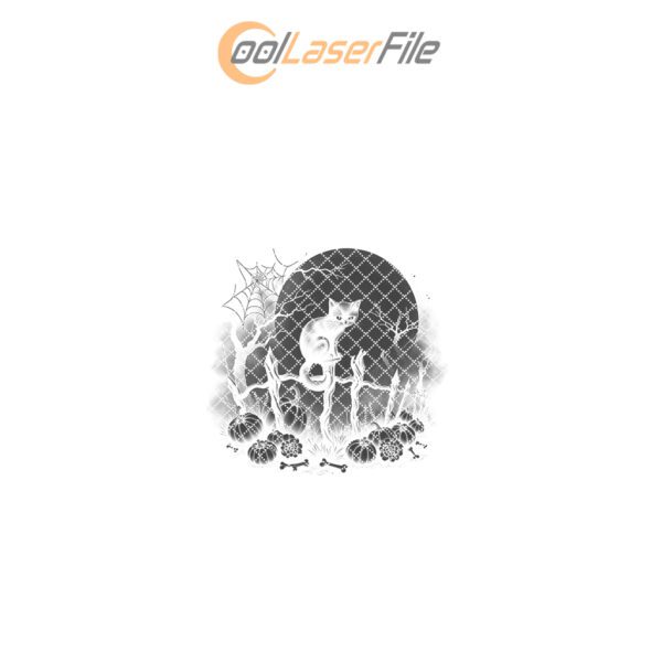 Halloween Laser Engraving File, Slate Coaster Design, Black