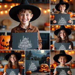 Halloween Laser Engraving File, Spooky Slate Cheese Board,