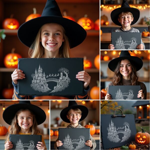 Halloween Laser Engraving File, Spooky Slate Cheese Board