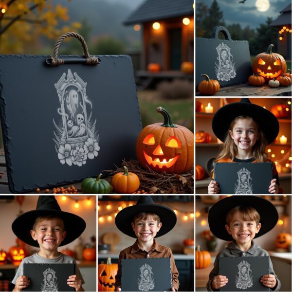 Halloween Laser Engraving File, Spooky Slate Cheese Board