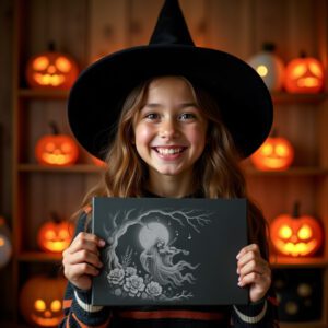 Halloween Laser Engraving File, Spooky Violinist Slate Cheese