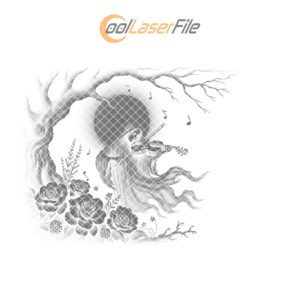 Halloween Laser Engraving File, Spooky Violinist Slate Cheese