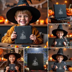 Halloween Laser Engraving PNG Bundle, Spooky Slate Coaster