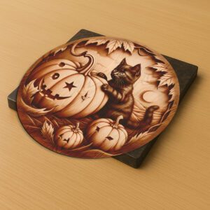 Halloween Laser File, 3D Illusion Black Cat Pumpkin,