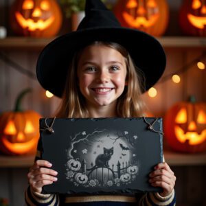 Halloween Laser File, Black Cat Slate Cheese Board,
