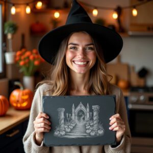 Halloween Mausoleum Cheese Board Laser Engraving File, Spooky
