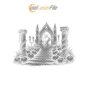 Halloween Mausoleum Cheese Board Laser Engraving File, Spooky