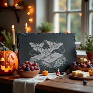 Halloween Moth and Tome Laser Engraving File, Gothic
