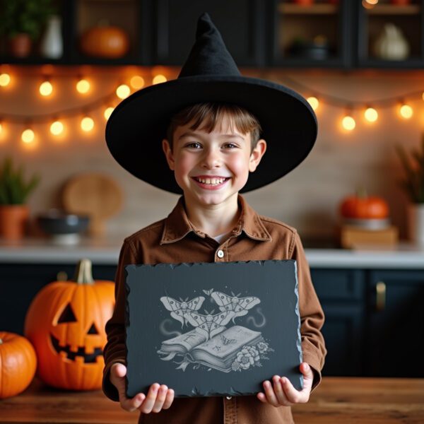Halloween Moth and Tome Laser Engraving File, Gothic