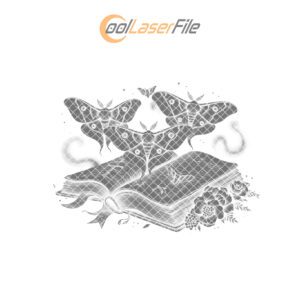 Halloween Moth and Tome Laser Engraving File, Gothic