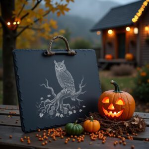Halloween Owl Charcuterie Board Laser Engraving File, Slate