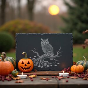 Halloween Owl Charcuterie Board Laser Engraving File, Slate