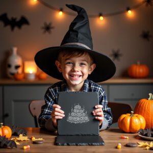 Halloween Pumpkin Laser Engraving File, Phantom Slate Coaster