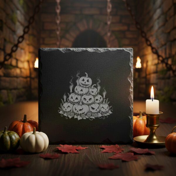 Halloween Pumpkin Laser Engraving File, Phantom Slate Coaster