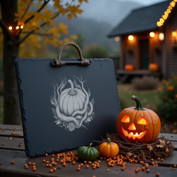 Halloween Pumpkin Patch Laser Engraving File, Slate Cheese