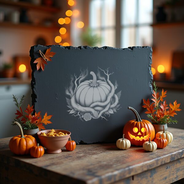 Halloween Pumpkin Patch Laser Engraving File, Slate Cheese