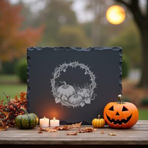 Halloween Pumpkin Patch Laser Engraving for Slate Cheese,