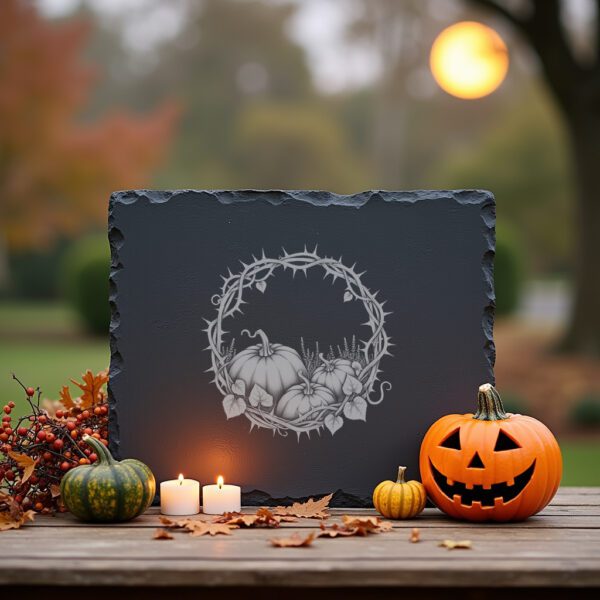 Halloween Pumpkin Patch Laser Engraving for Slate Cheese,
