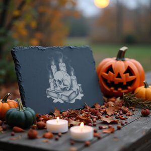 Halloween Skull Laser Engraving File for Slate Cheese
