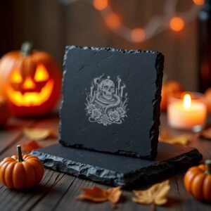 Halloween Skull Laser Engraving File for Slate Coaster,