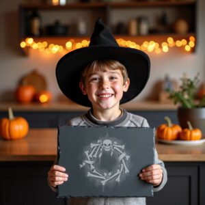 Halloween Skull Wreath Laser Engraving File for Slate