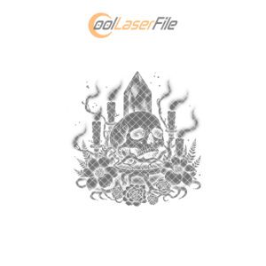 Halloween Slate Cheese Board, Crystal Skull Engraving, Witchy