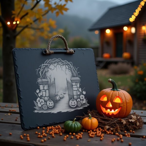 Halloween Slate Cheese Board, Graveyard Theme, Spooky Kitchen