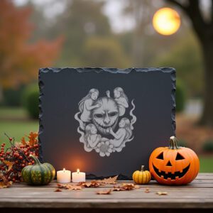 Halloween Slate Cheese Board, Laser Engraved Mask, Spooky