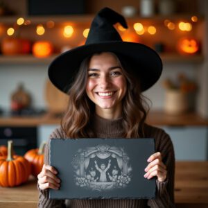 Halloween Slate Cheese Board, Laser Engraved Shadow Puppet