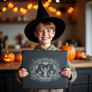 Halloween Slate Cheese Board, Laser Engraved Shadow Puppet