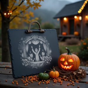 Halloween Slate Cheese Board, Laser Engraved Shadow Puppet