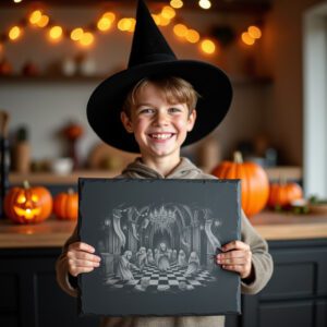 Halloween Slate Cheese Board Laser Engraving File, Masquerade