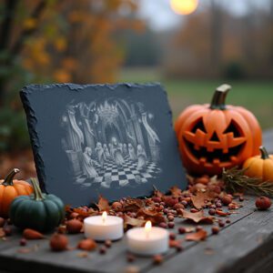 Halloween Slate Cheese Board Laser Engraving File, Masquerade