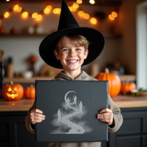 Halloween Slate Cheese Board with Ghost Design, Spooky