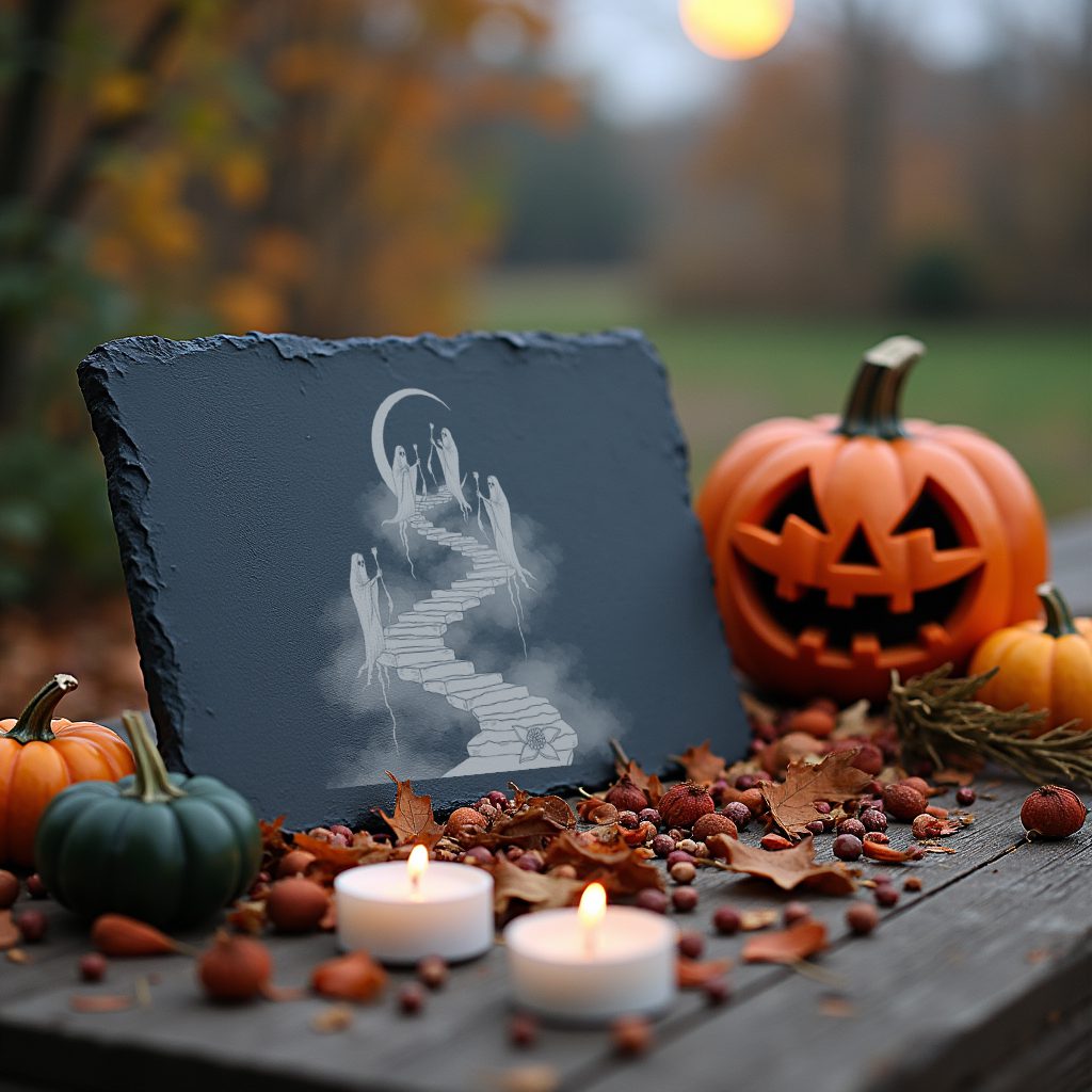 Halloween Slate Cheese Board with Ghost Design, Spooky