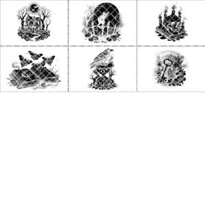 Halloween Slate Coaster Engraving Designs, 6 Spooky PNG