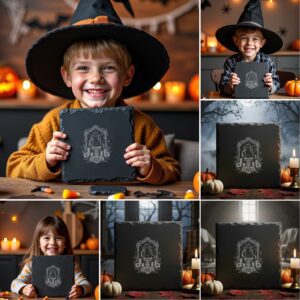 Halloween Slate Coaster Engraving File Bundle, Spooky Design