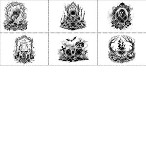 Halloween Slate Coaster Engraving File Bundle, Spooky Design