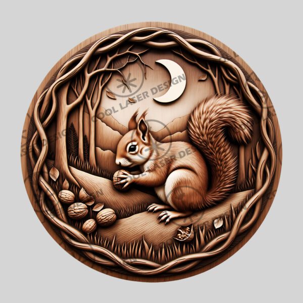 Halloween Squirrel 3D Illusion Laser Engraving File, Relief