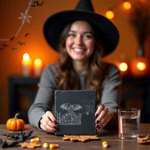 Halloween Vampire Bat Gate Coaster Laser Engraving File,