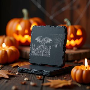 Halloween Vampire Bat Gate Coaster Laser Engraving File,