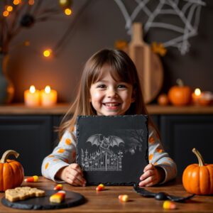 Halloween Vampire Bat Gate Coaster Laser Engraving File,