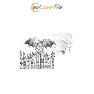 Halloween Vampire Bat Gate Coaster Laser Engraving File,
