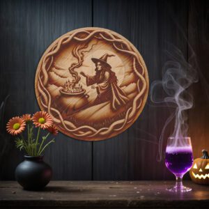 Halloween Witch 3D Engraving Laser File, Spooky Cauldron