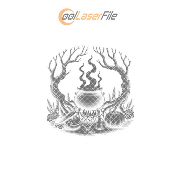 Halloween Witch Cauldron Laser Engraving File for Slate