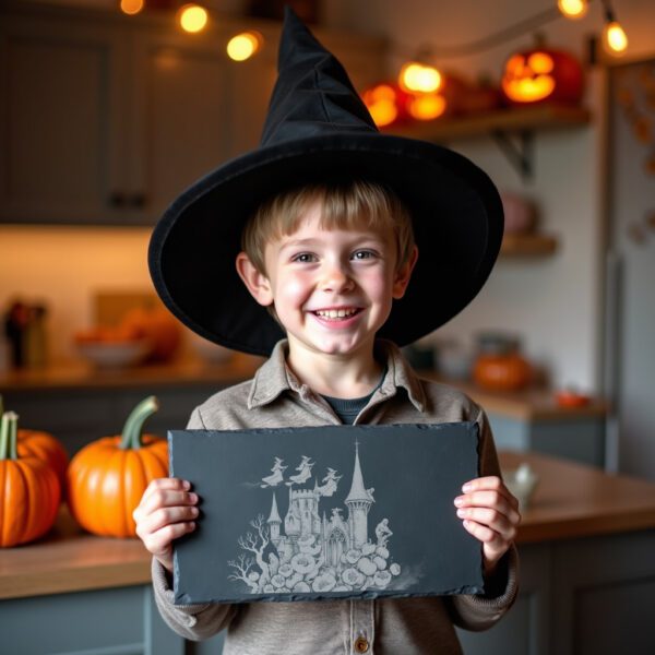 Halloween Witch Laser Engraving File for Slate Cheese