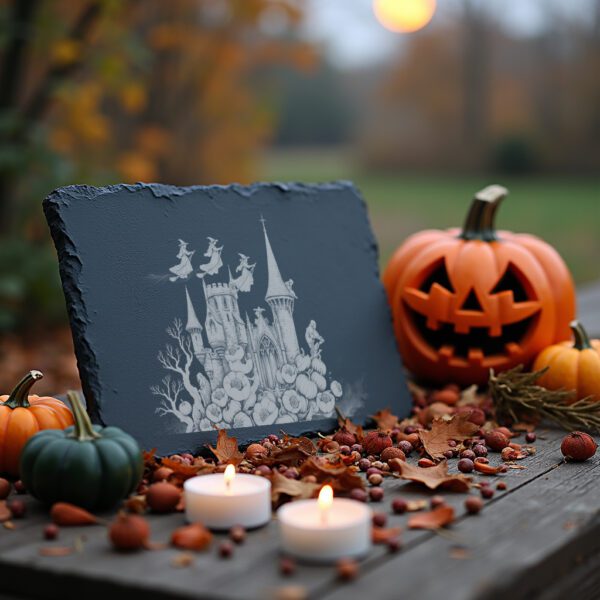Halloween Witch Laser Engraving File for Slate Cheese