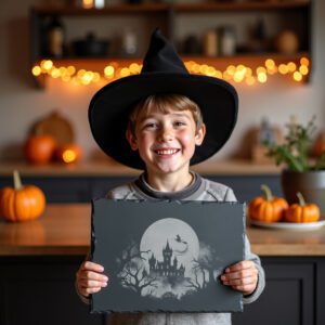 Halloween Witch Moon Engraving File, Slate Cheese Board,